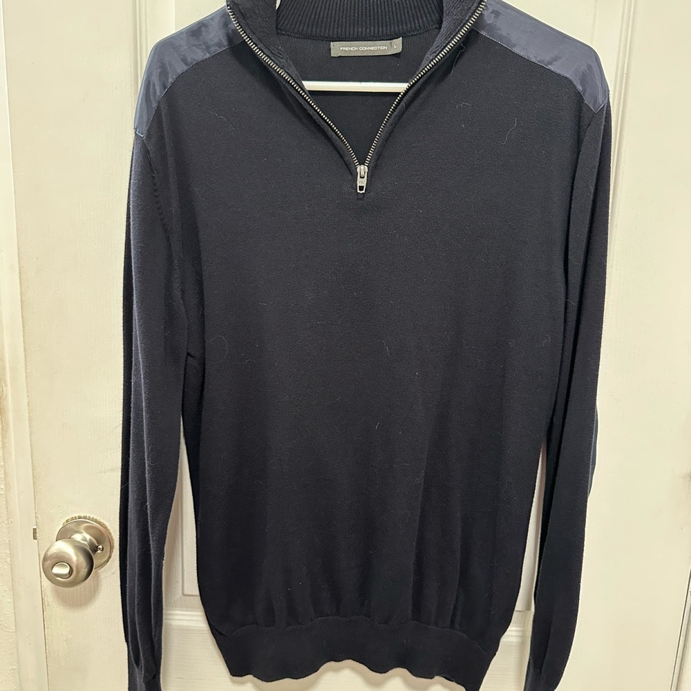 French Connection Navy Zip Up Sweater